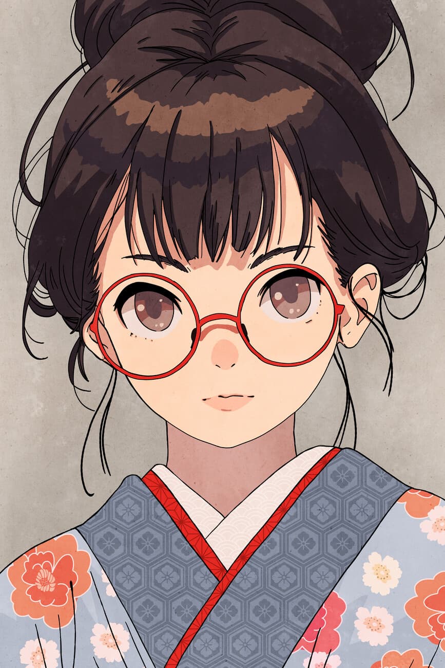 Anime creator avatar with round glasses